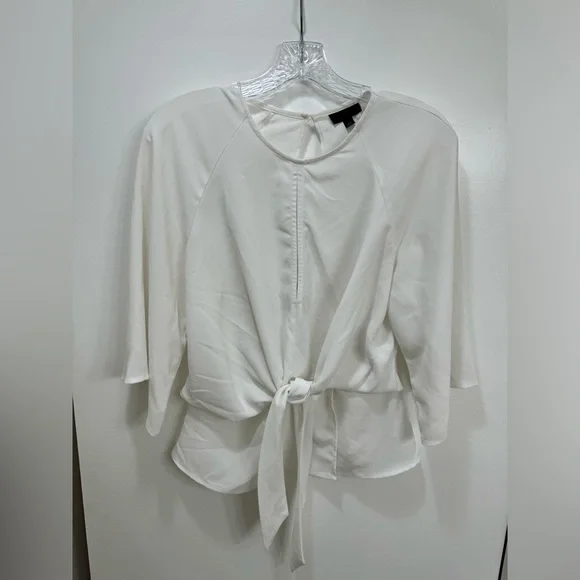 Topshop White Slouchy Knot Front Blouse - Picture 2 of 4